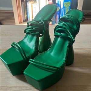 Green Platform Heels